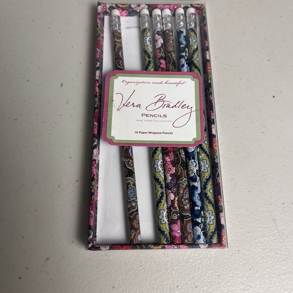 Vera Bradley Accessory Lot Crossbody Purse Trifold Wallet Cosmetic Bag & Pencils - Picture 7 of 16